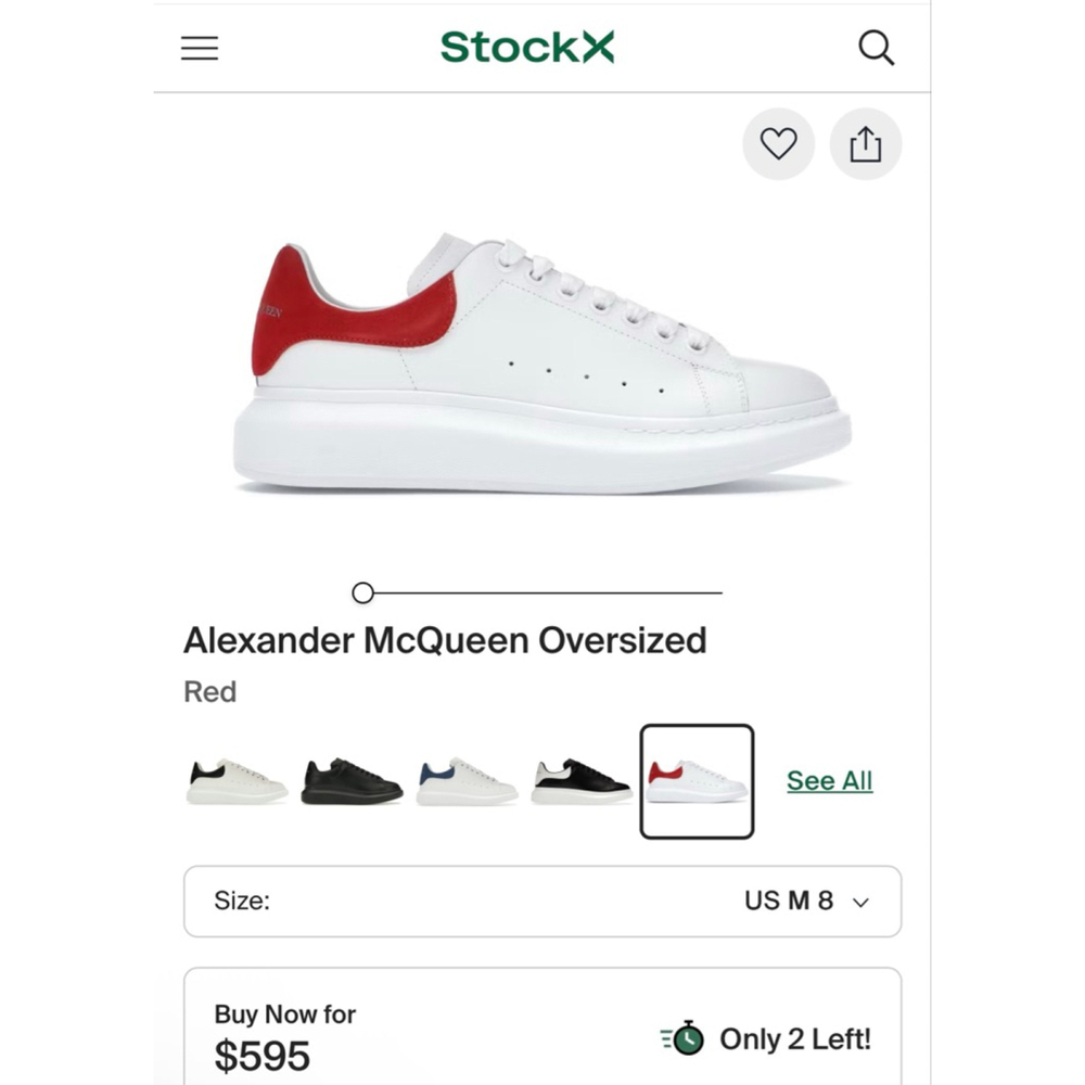 Men's Alexander McQueen Oversized Sneakers White Red US 40.5/40 US 8